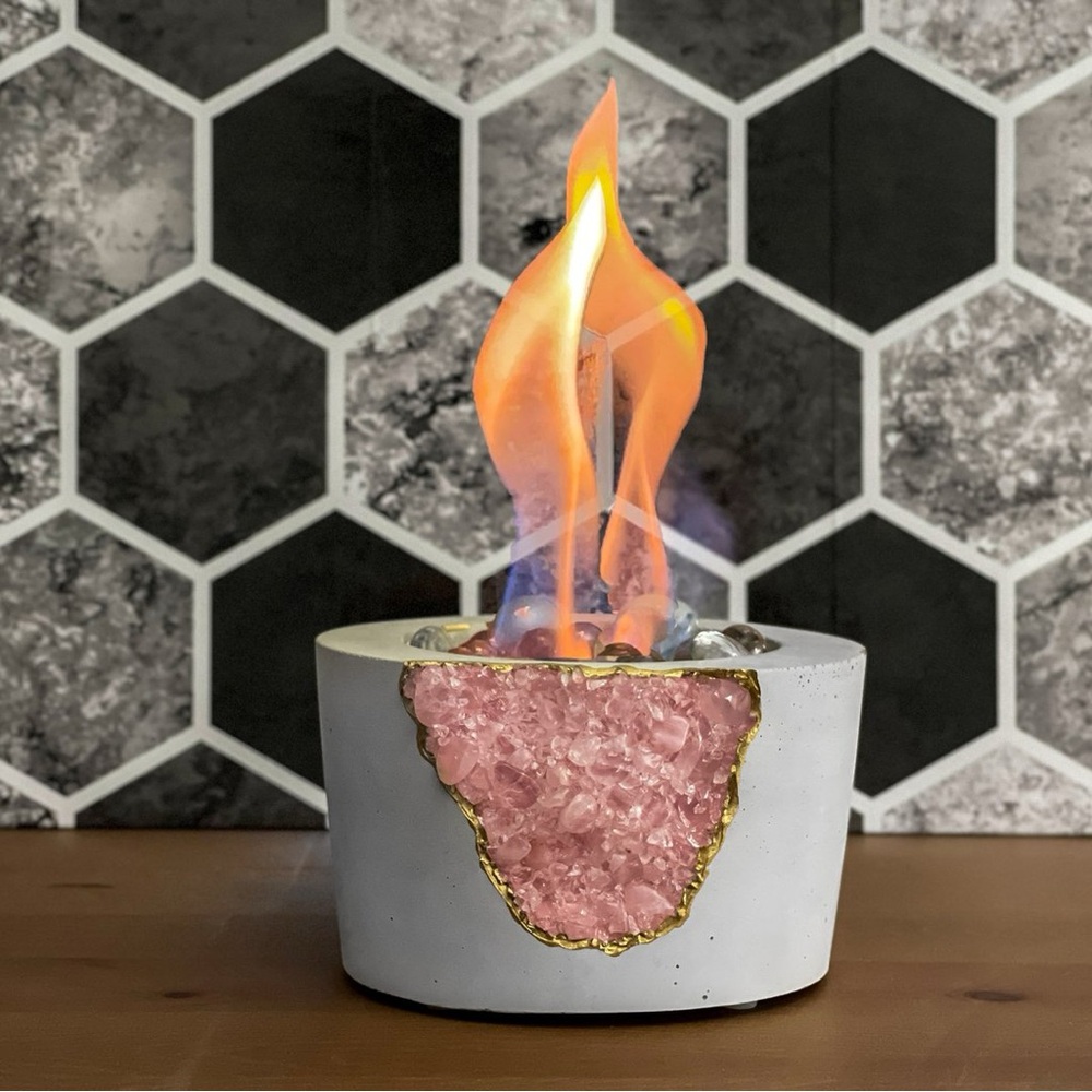 Rose Quartz Tabletop Fire Pit